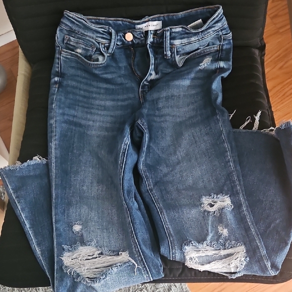 Flying Monkey Ripped Blue Flared Jeans - Picture 1 of 4